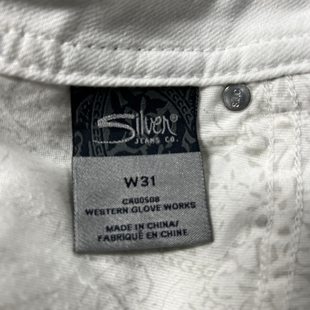 Silver Jeans Womens 31 White Suki Mid Capri 25" Lace Mid Rise Stretch Denim - Picture 4 of 16